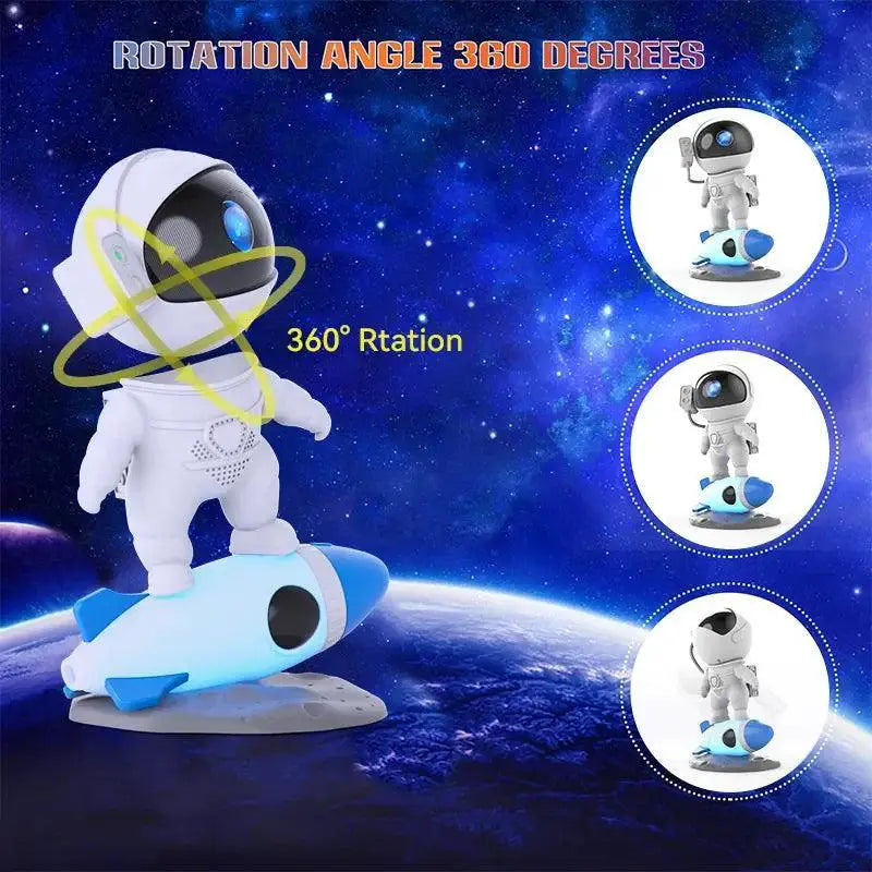 Kids Rocket Astronaut Star Projector Night Light With Remote