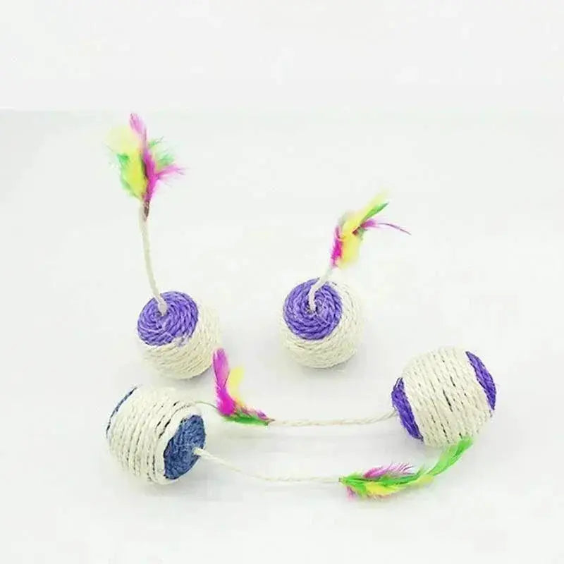 Cat Scratch Ball Feather Toy For Kittens Fun Training