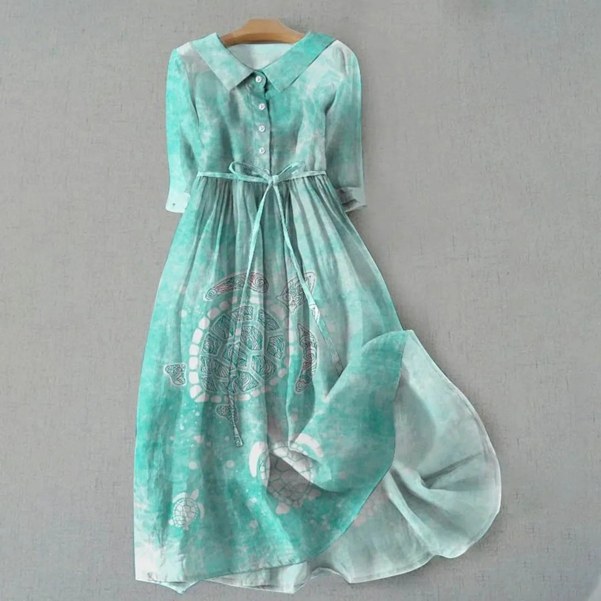 Lapel Button Slim Shirt Dress