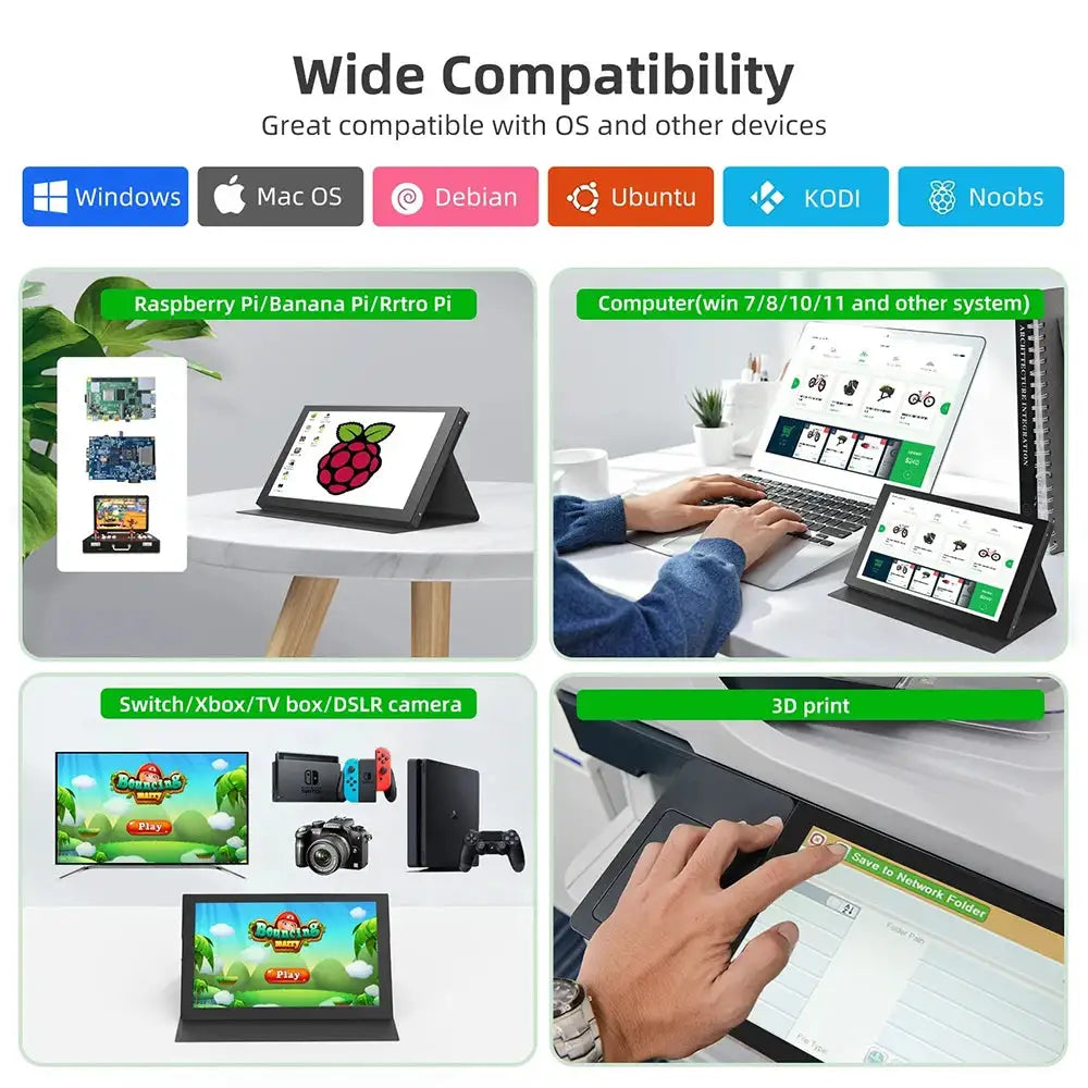 Eyoyo Portable Touchscreen 7" 1024*600 IPS Display HD Mini Travel Monitor with HDMI USB-C Port External Second Screen for Laptop