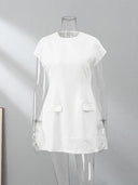 Solid Pocketed Mini Dress: Sophisticated Elegance & Charm