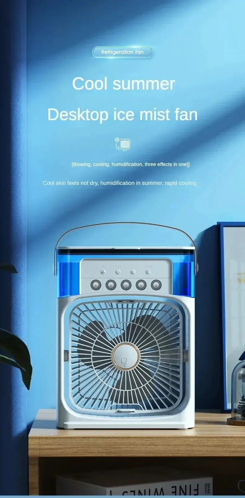 Portable USB Air Cooler Fan Humidifier Night Light 3 In 1 - OurLum.com