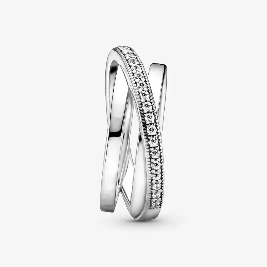 925 Sterling Silver Crossover Love Ring Gift For Her