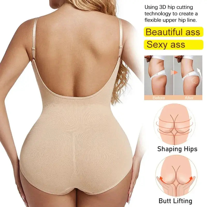 Seamless Backless Bodysuit Shapewear For Women Tummy Control
