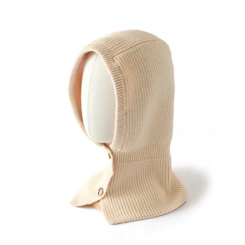 Cashmere Button Knit Balaclava Hat