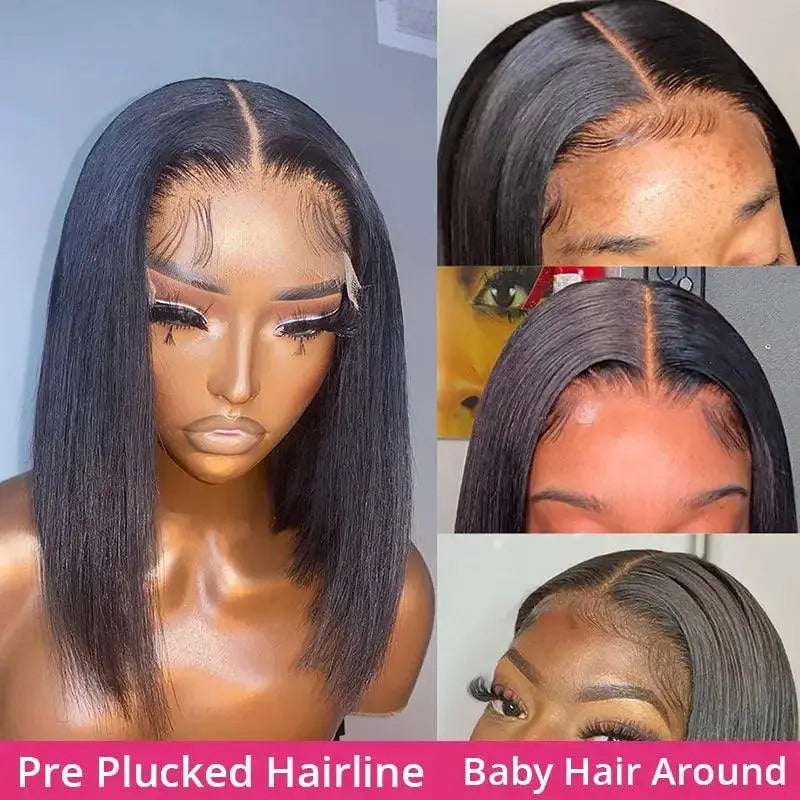 Lace Front Bone Straight Bob Wig 100 Percent Human Hair