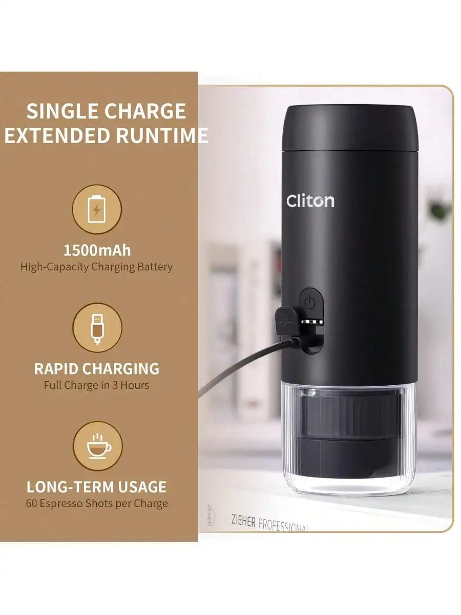 Premium Portable Coffee Set: Rechargeable Espresso Maker + — product view 4