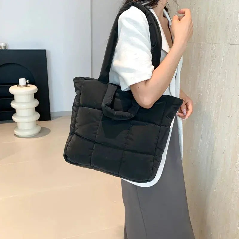 Puffer Tote Bag for Women Lightweight Down Cotton Handbag - OurLum.com