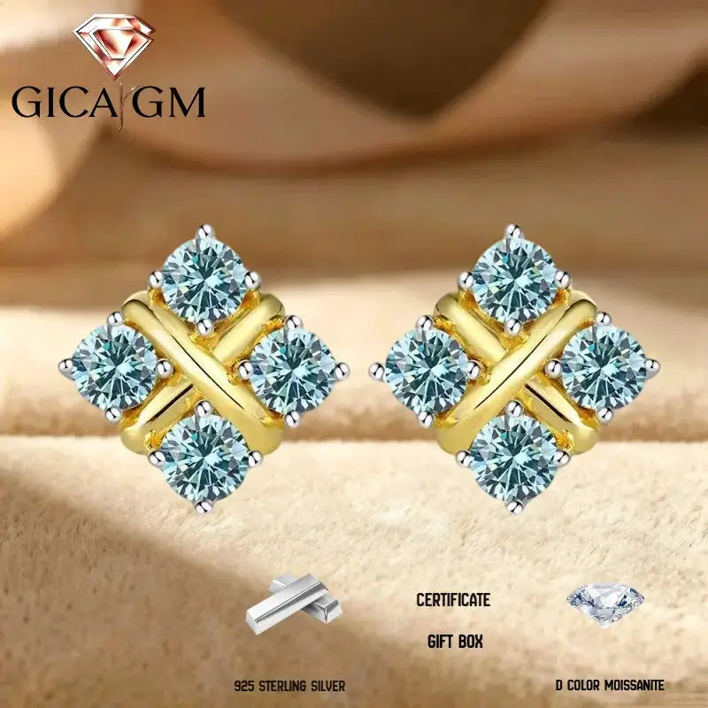 Moissanite Earrings in Sterling Silver Pair — product view 4