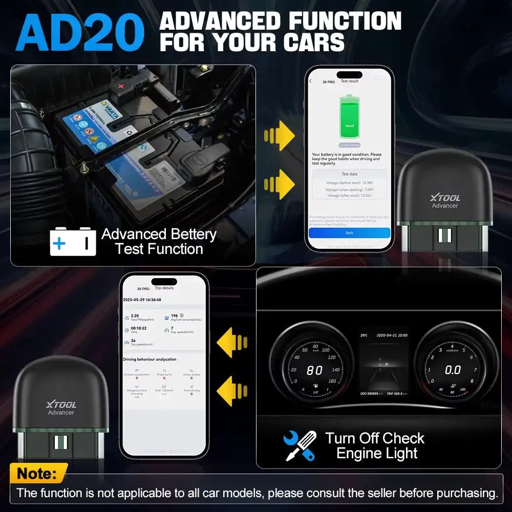 XTOOL AD20 Code Reader OBD2 Scanner IOS Android Car Diagnostic Tool Check Engine Light Battery Test Free Update