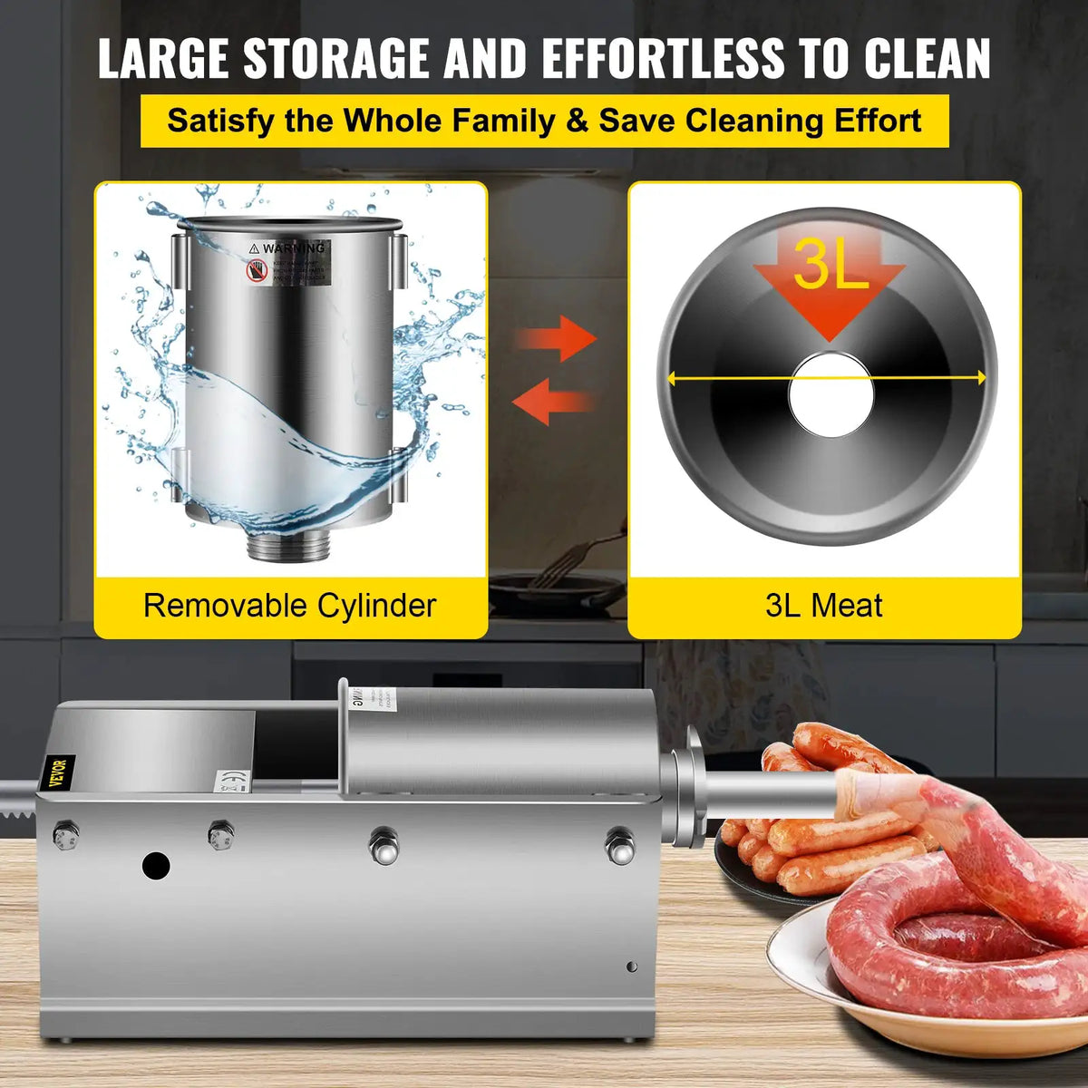 SucceBuy Horizontal Sausage Stuffer Manual Sausage Maker — product view 6