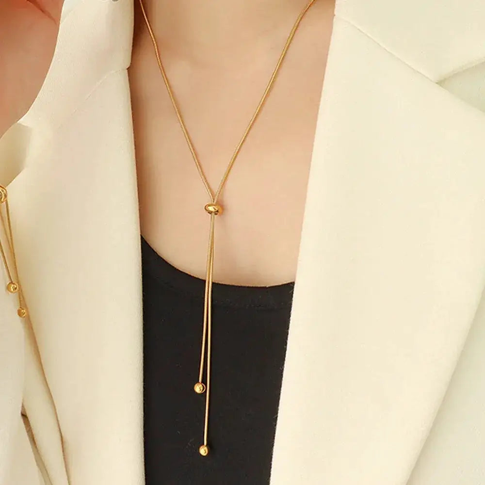 eManco Personalized Snake Chain Adjustable Y Necklace Women