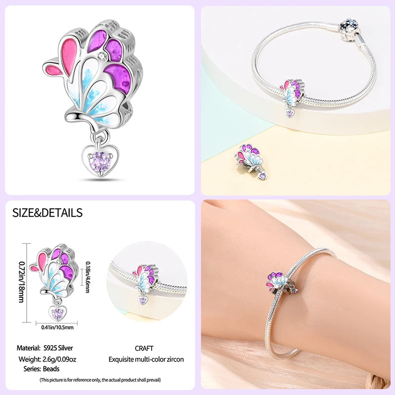 Sterling Silver Spring Colorful Butterfly
