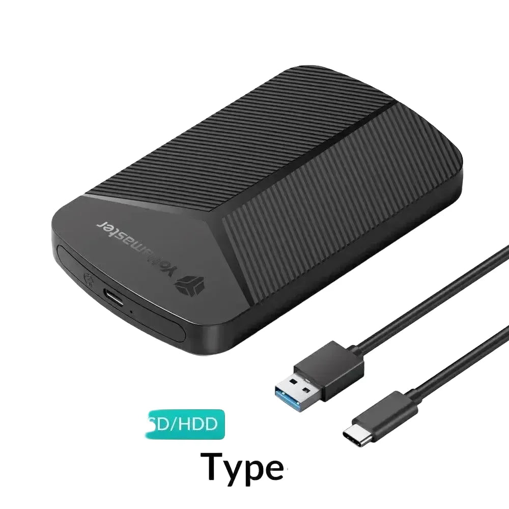 Portable HDD Enclosure for Laptops USB-C — USB A to C Black