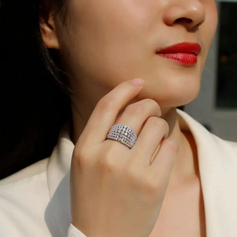 Elegant Sterling Silver Silver Moissanite Ring Style AOEFK — product image 1