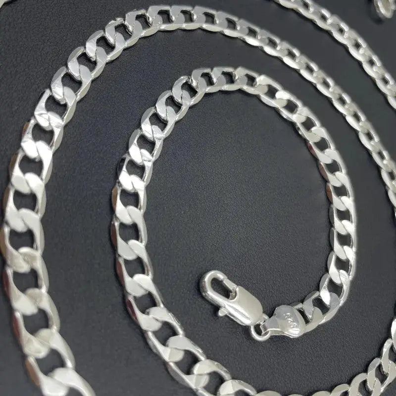 Sterling Silver Geometric Face Chain Necklace Unisex Jewelry
