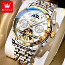 Olevs Mens Luxury Tourbillon Steel Watch