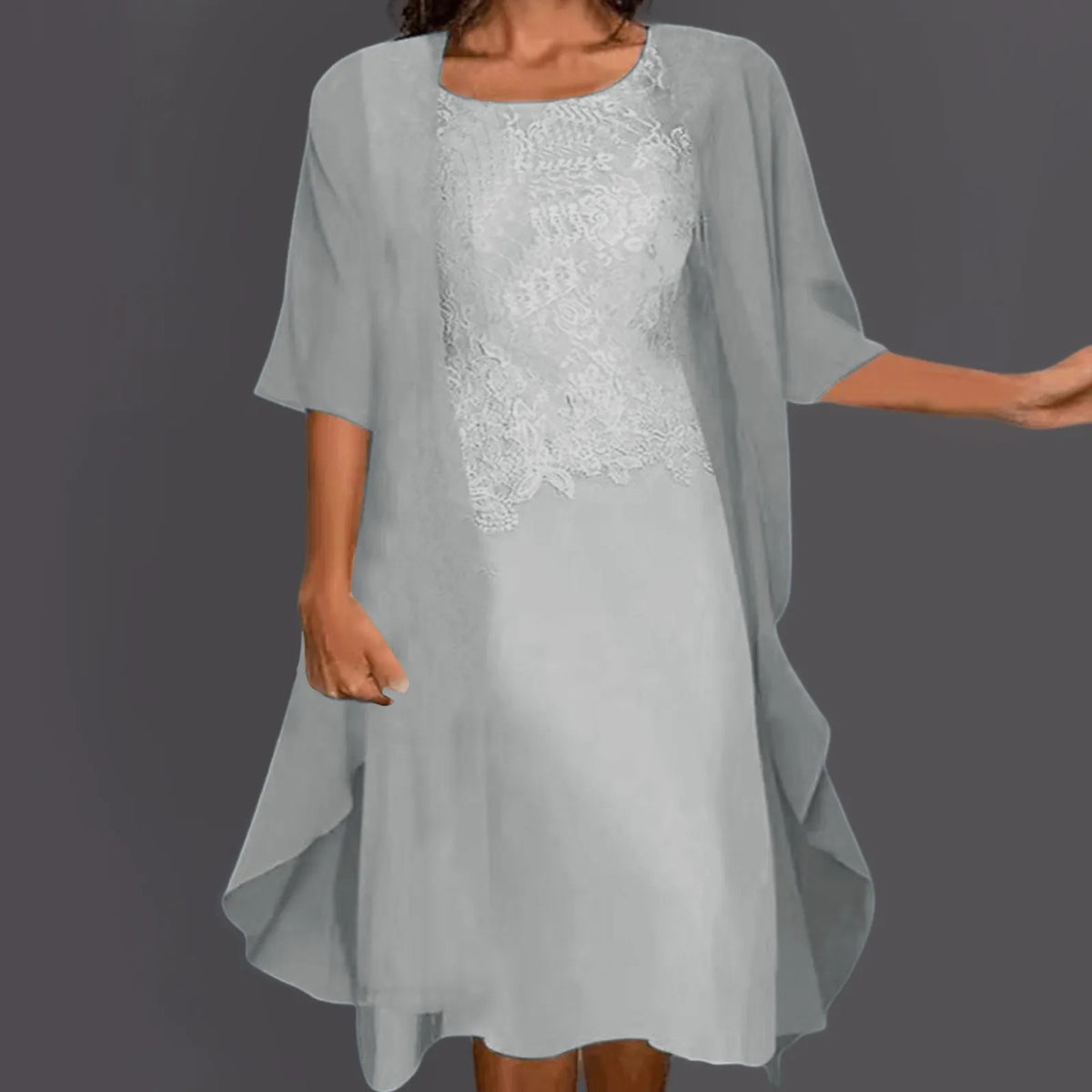 Lace Chiffon Dress Ensemble