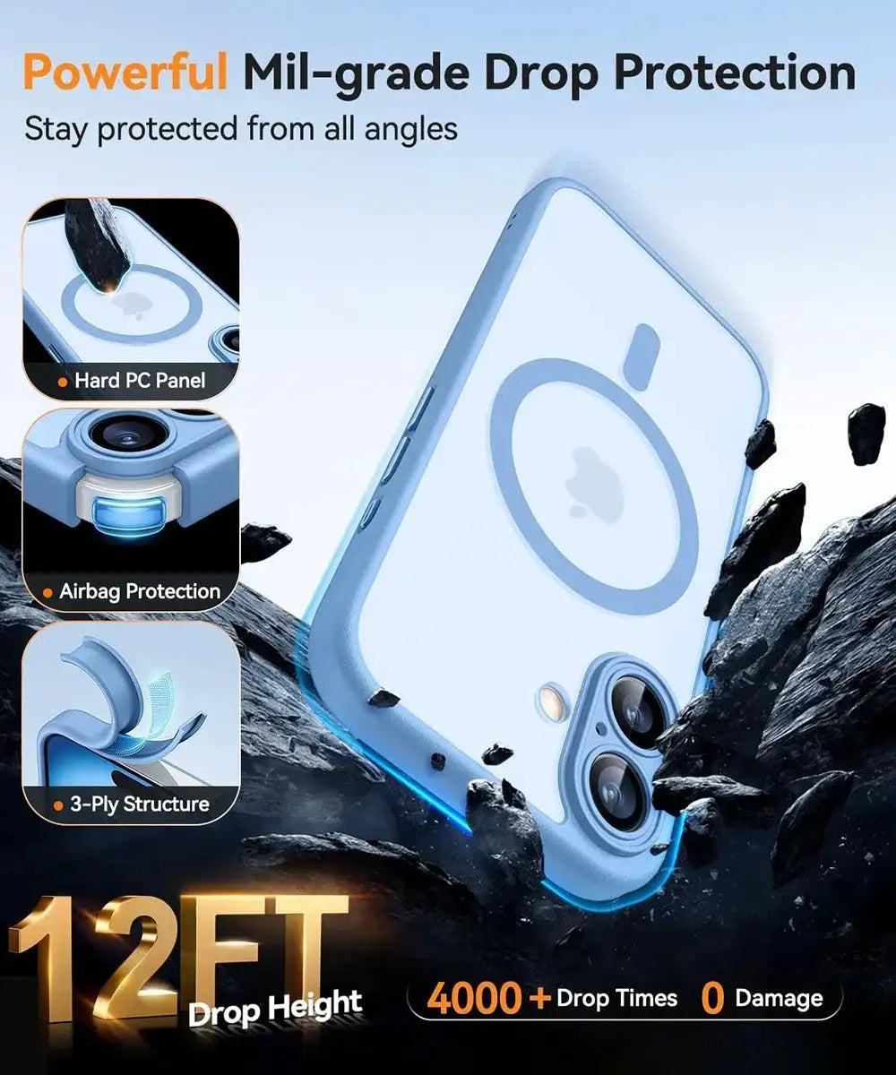 Magnetic Matte Translucent Armor Shockproof Case For iPhone 18 17 16 15 14 13 12 11 Pro Max Plus Magsafe Wireless Charge Cover