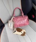 Vintage Card Slot Boston Y2K Handbag For Women Leather Bag