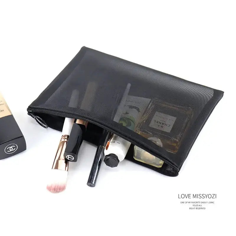 Large Capacity Portable Travel Makeup Bag With Mesh Storage