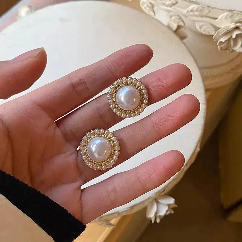 Bohemian Pearl Stud Earrings Vintage Style Jewelry Gift