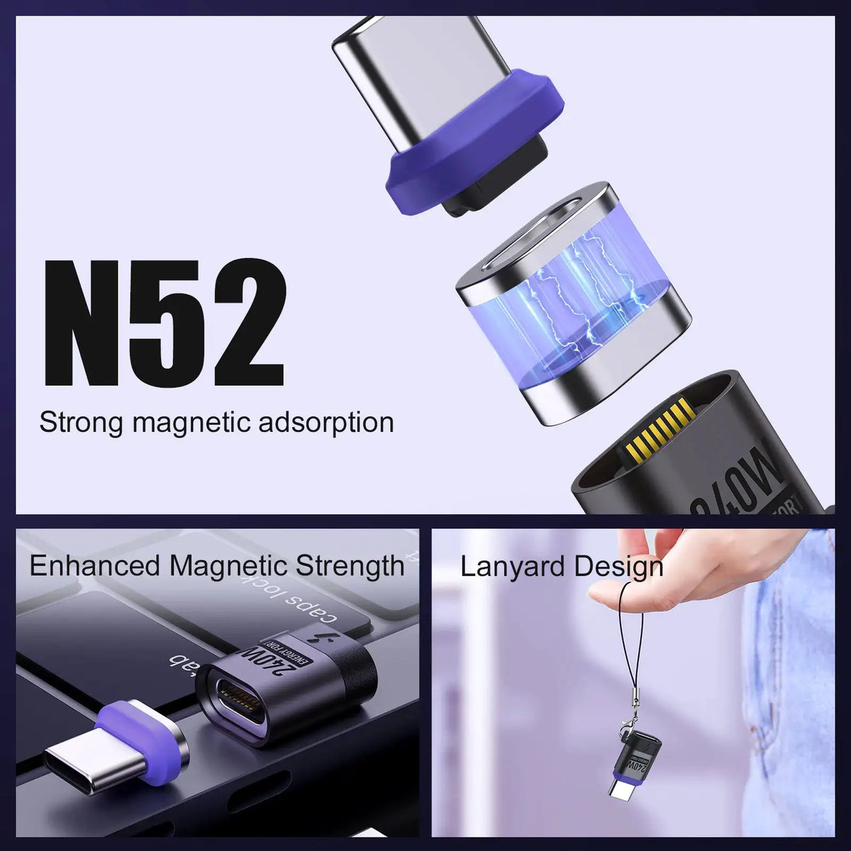 Magnetic USB Adapter - 240W Fast Charge — Type C Adapter x 2 — product view 6