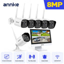 ANNKE 4K Wireless Security Kit with 12‑Inch Built‑in LCD Monitor, 8MP Ultra‑HD IP66 Weatherproof Wifi Cameras, Dual‑Band WiFi Pro Two‑Way Audio, Smart Human Detection, H.264+ Compression Plug‑and‑Play for Home o