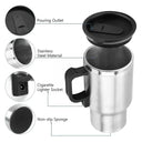 12V USB Car Electric Kettle Stainless Steel 450ml Portable Water Cup On The Go