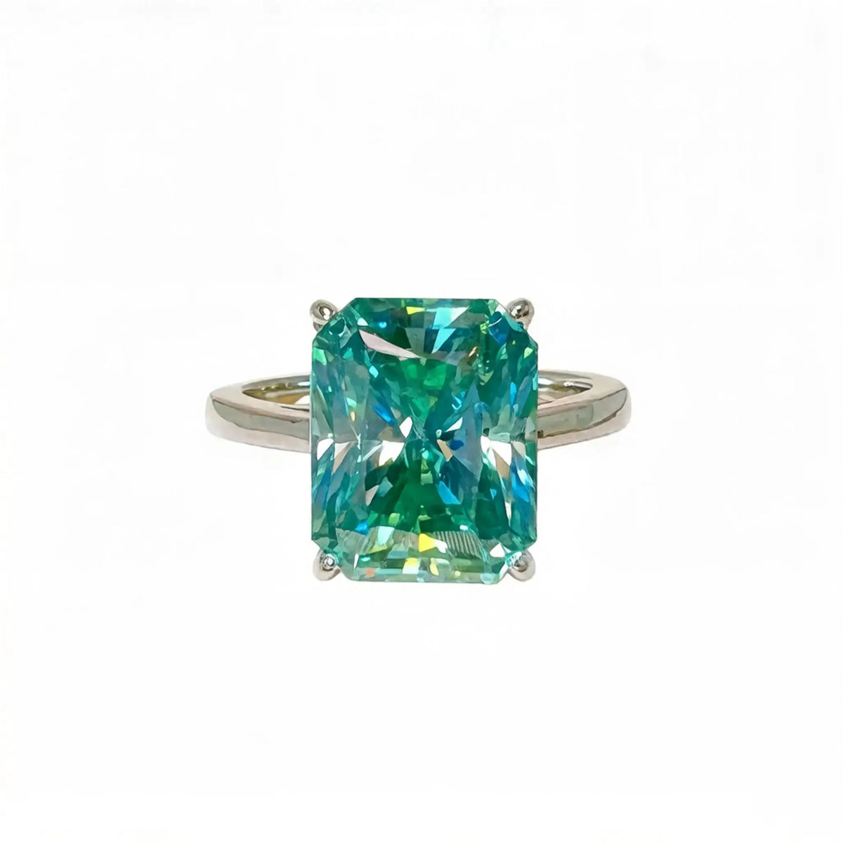 925 Sterling Silver Colored Ice Flower Cherokee Diamond Ring, Shaped Mint Green Women's Fashion Charm Jewelry, Mother's Day Gift