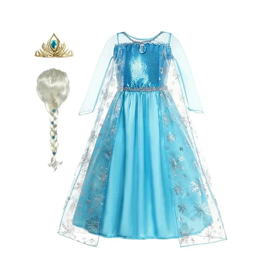 Snow Queen Elsa Princess Dress Enchanting Frozen Costume