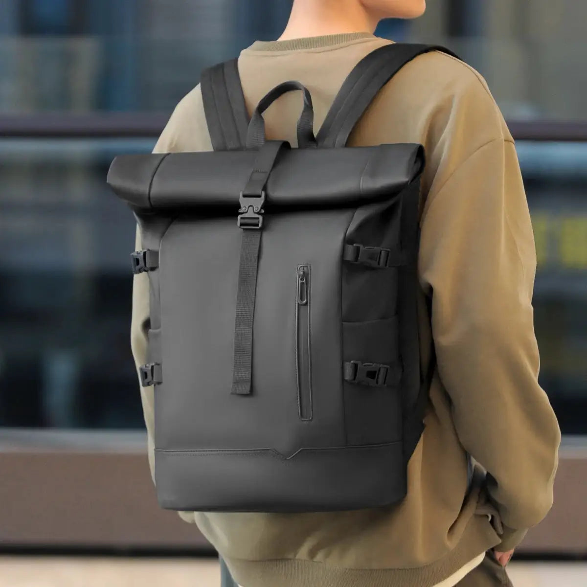 Backpack Men's Commuting Large Capacity Travel Bag 17.3inch Computer Bag Business Backpack College Student School Bag Pu Leather Meeting Business Travel Abroad