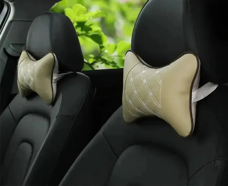 Car Neck Pillow PU Leather Headrest Both Sides 1 Pack - OurLum.com