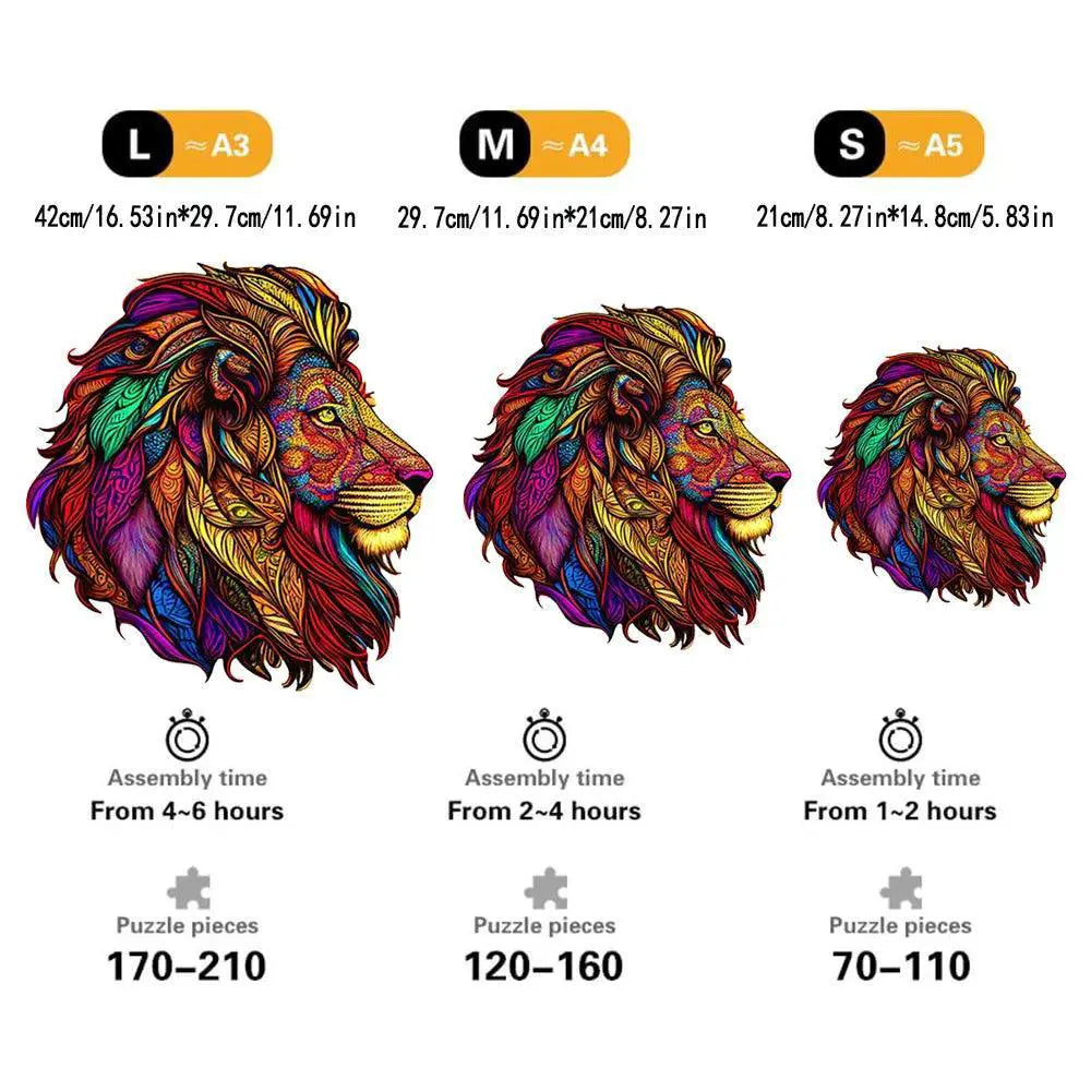 Wooden Lion Puzzle 3D Family Craft Gift Fun For All Ages