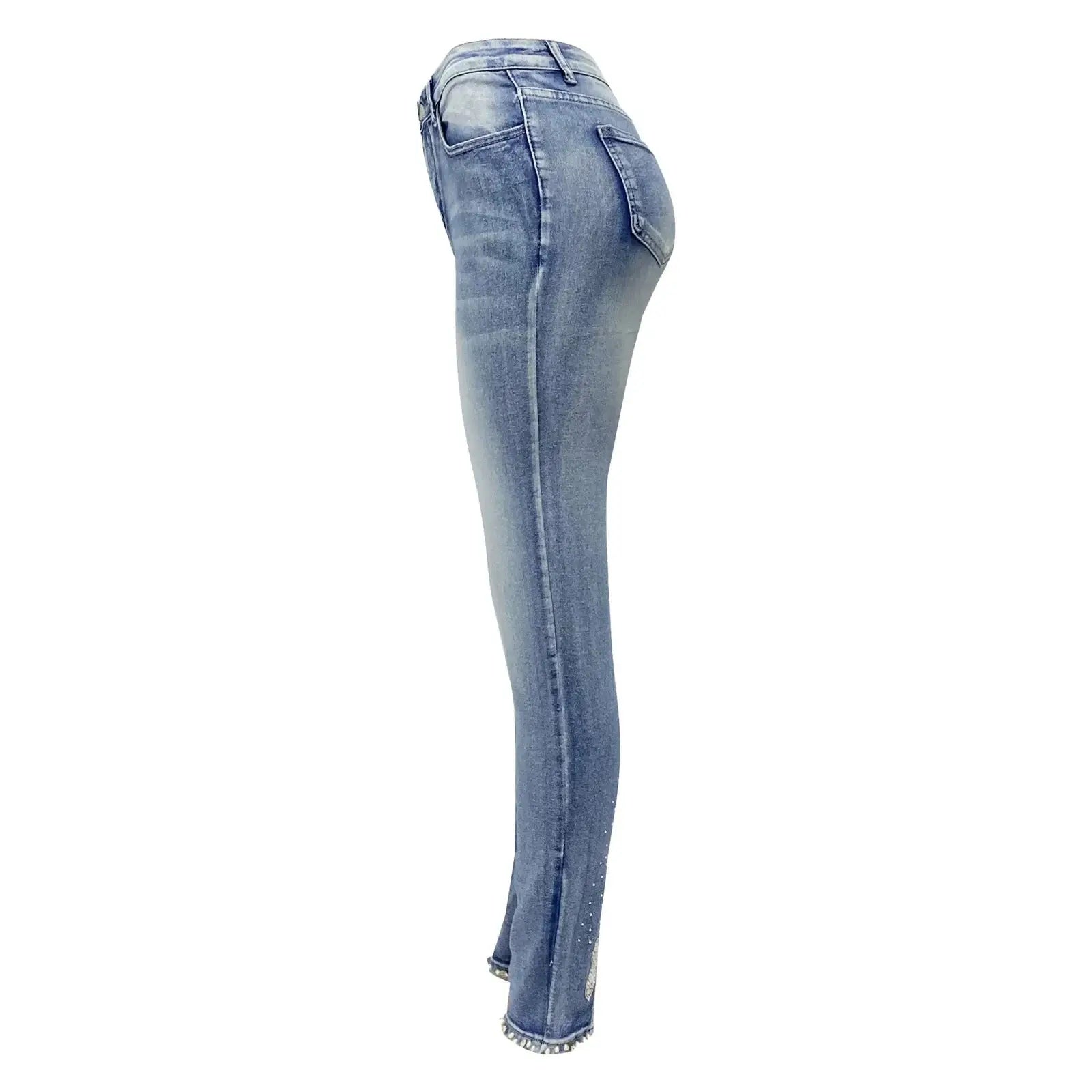 Women's High Waist Vintage Denim Jeans Pencil Pants