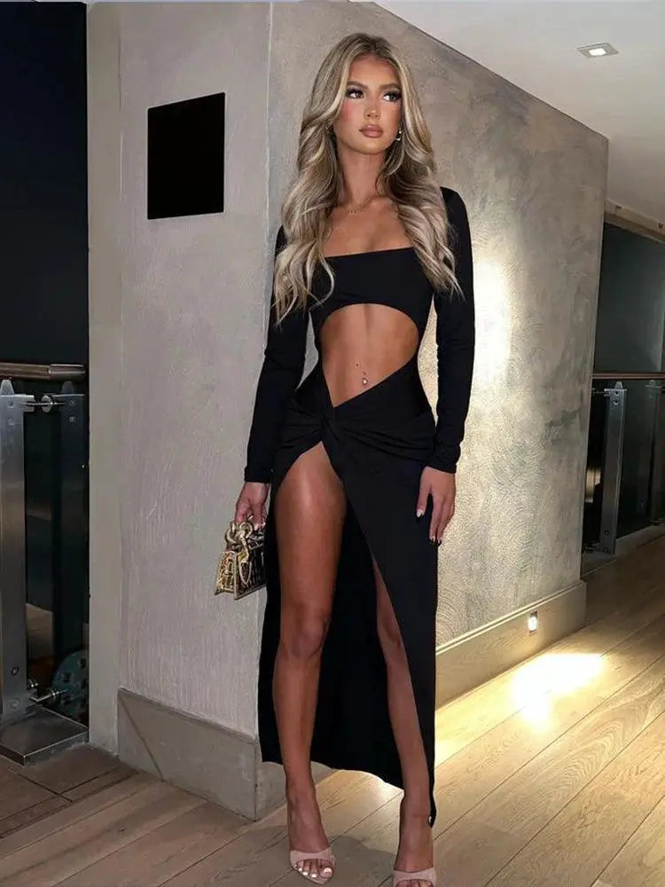 Allure Elegance Maxi Dress Sophisticated Autumn Clubwear