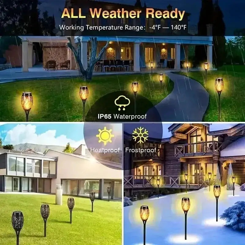 12 LED Solar Flame Torch Light Flickering Waterproof Lamp