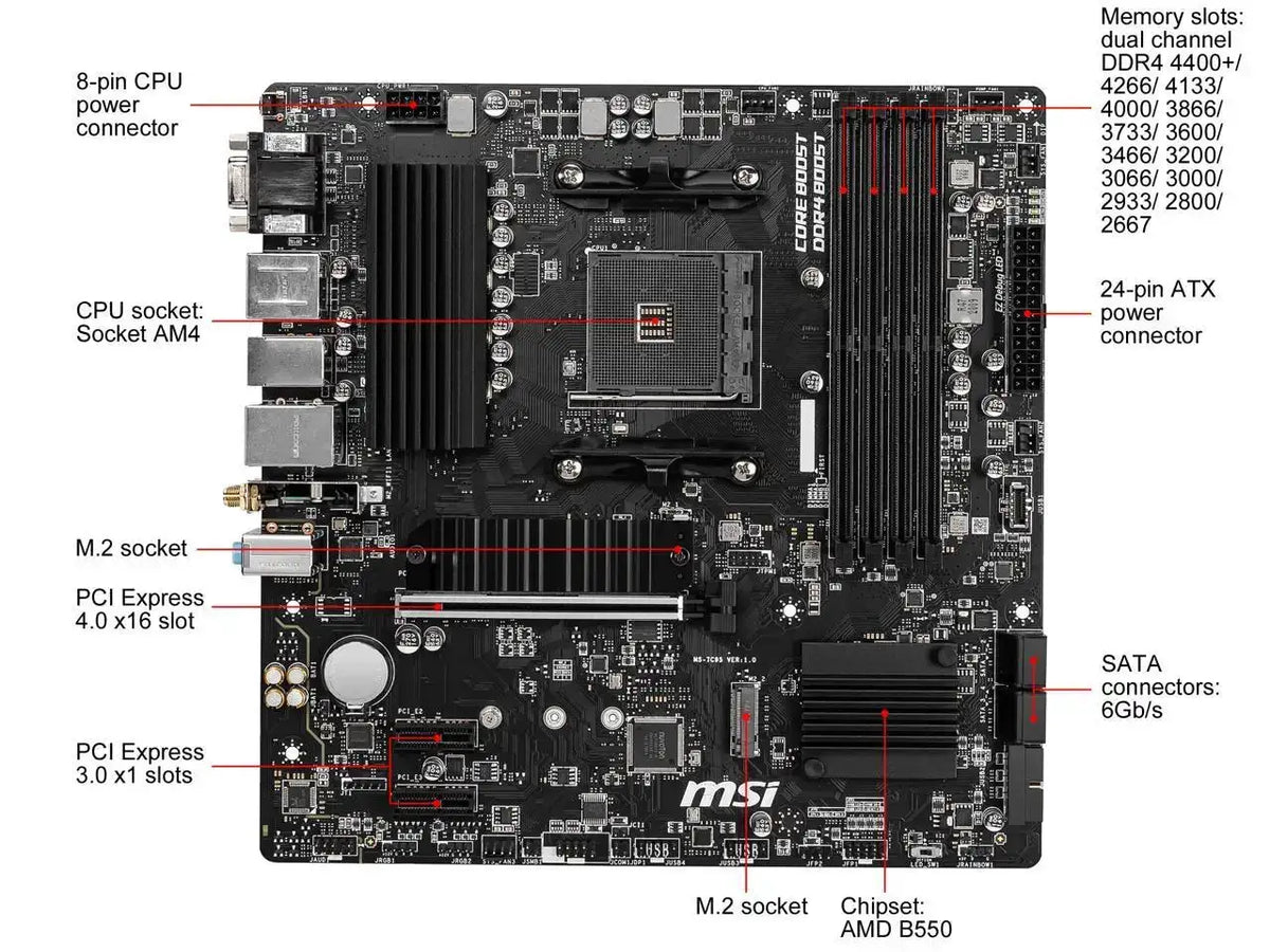 Ryzen 5 5500 B550m Wifi Pc Desktop