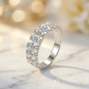 Moissanite Ring in Sterling Silver Double KPBGE