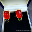 Geometric Jelly Translucent Gemstone Stud Earrings for Women