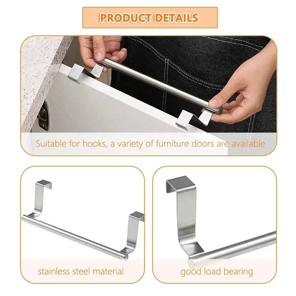 Stainless Steel Over Door Towel Rack Kitchen Organizer