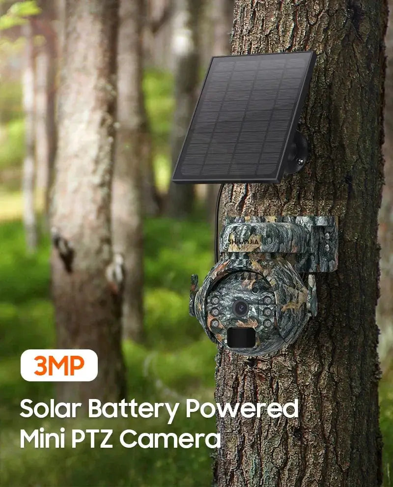 SHIWOJIA 3MP 4G Solar Cameras Wireless 360 Degree PTZ