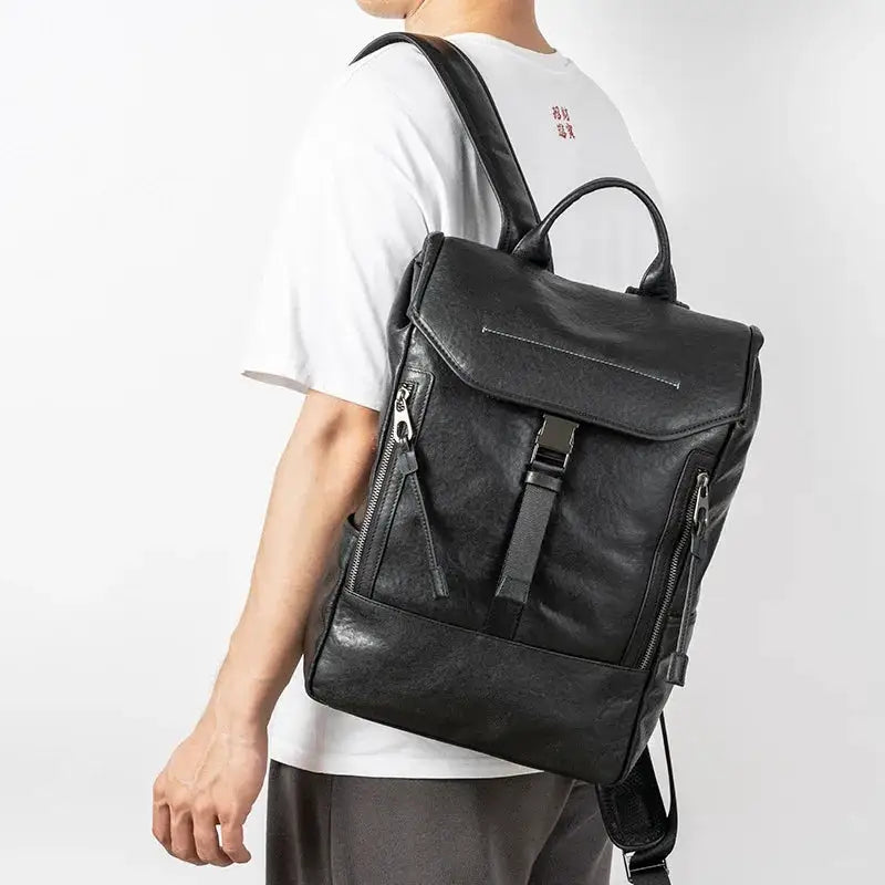 High Quality Genuine Leather Men Backpack Fashion Design Travel Bag Large Capacity School Backpack 15.6 Inch Laptop Bags Leather