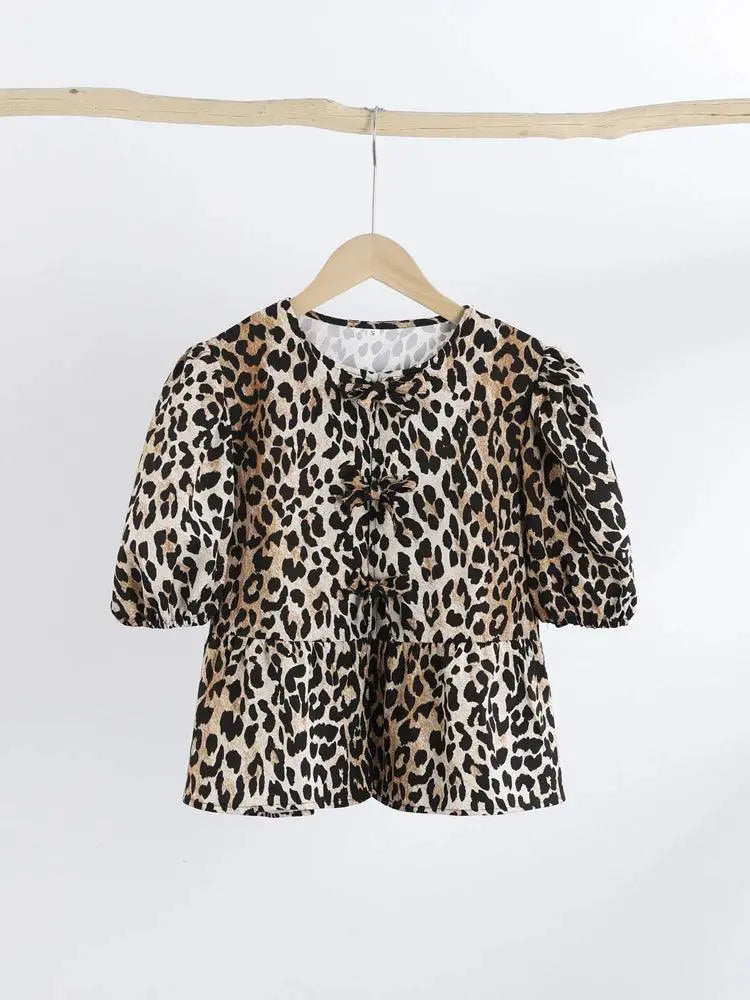 Leopard Print Bow Blouse Chic Statement Piece For Women