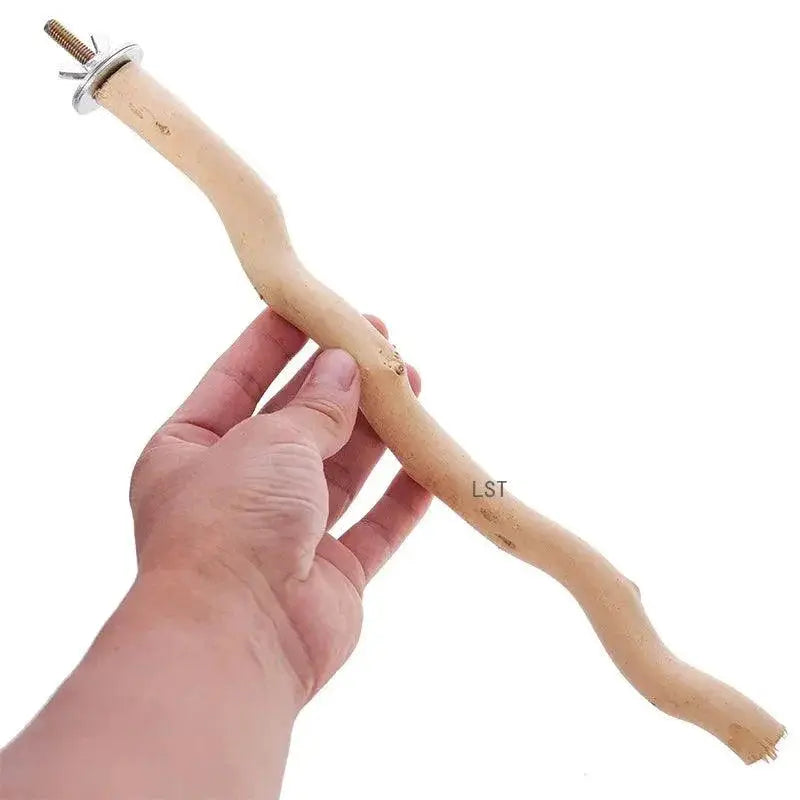 Parrot Wood Fork Perch Swing Bird Chewing Toy Supplies
