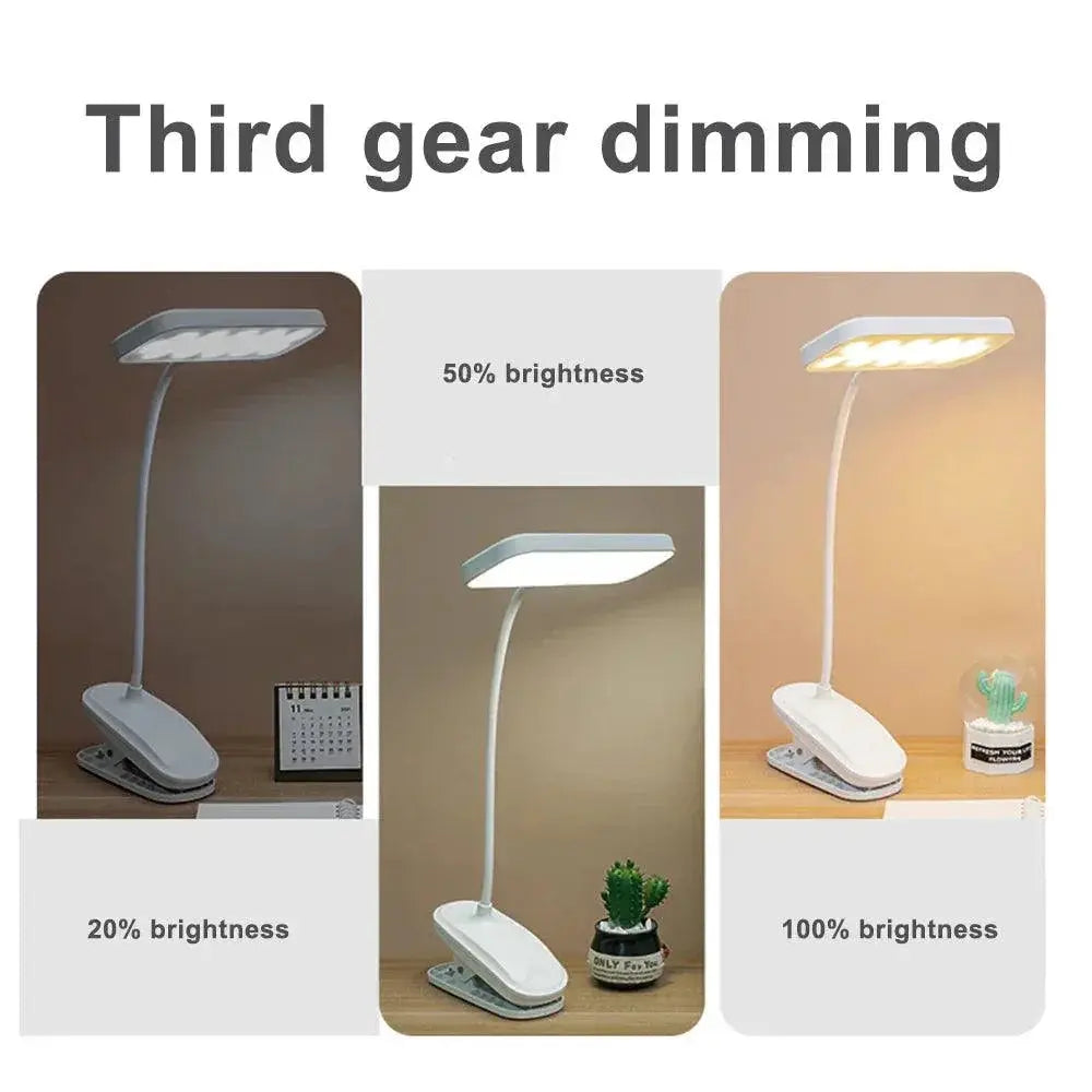 360 Degree Flexible Clip On Desk Study Lamp USB Rechargeable