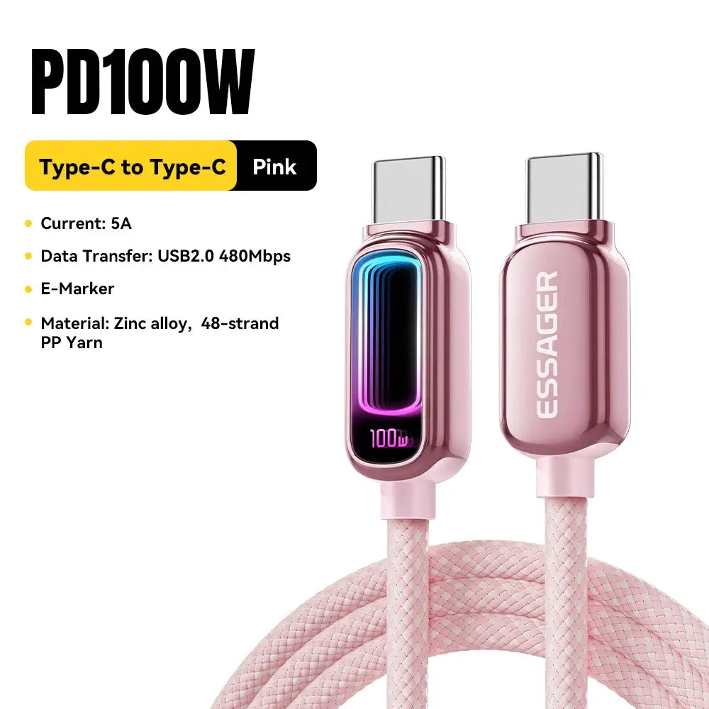 Essager 240W USB C to USB C Cable 100W PD3.1 Fast Charging for MacBook Laptop iPhone 17 16 15 pro Max iPad Samsung Type C Cable