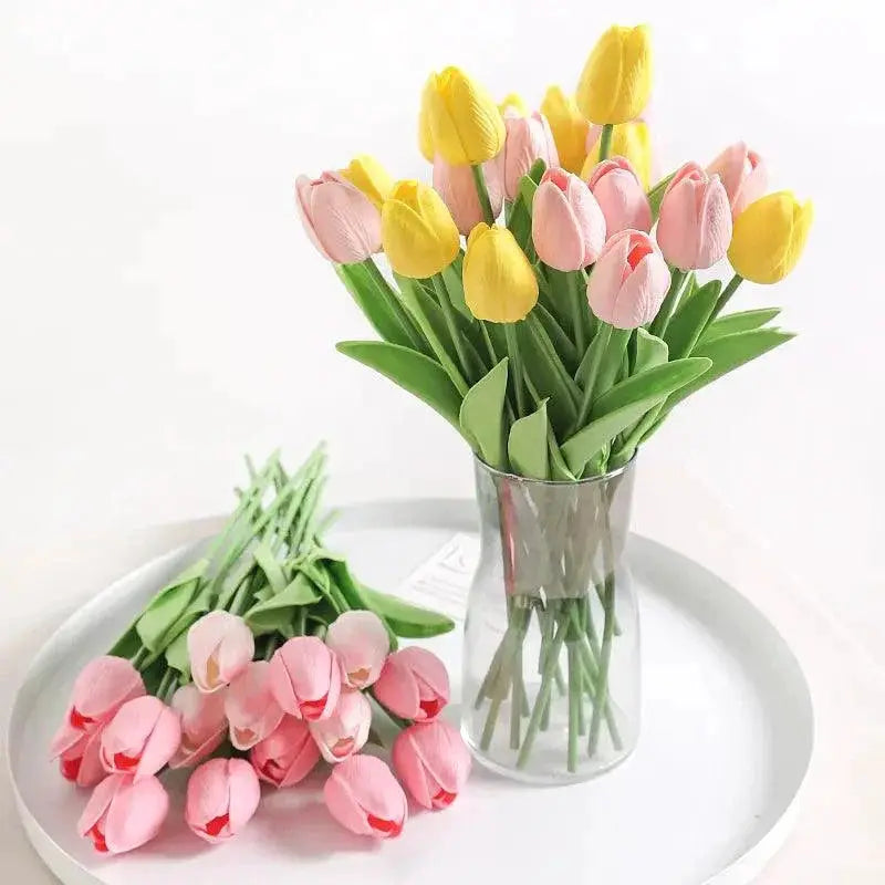 Artificial Tulip Bouquet Silk Vase Decor For Weddings