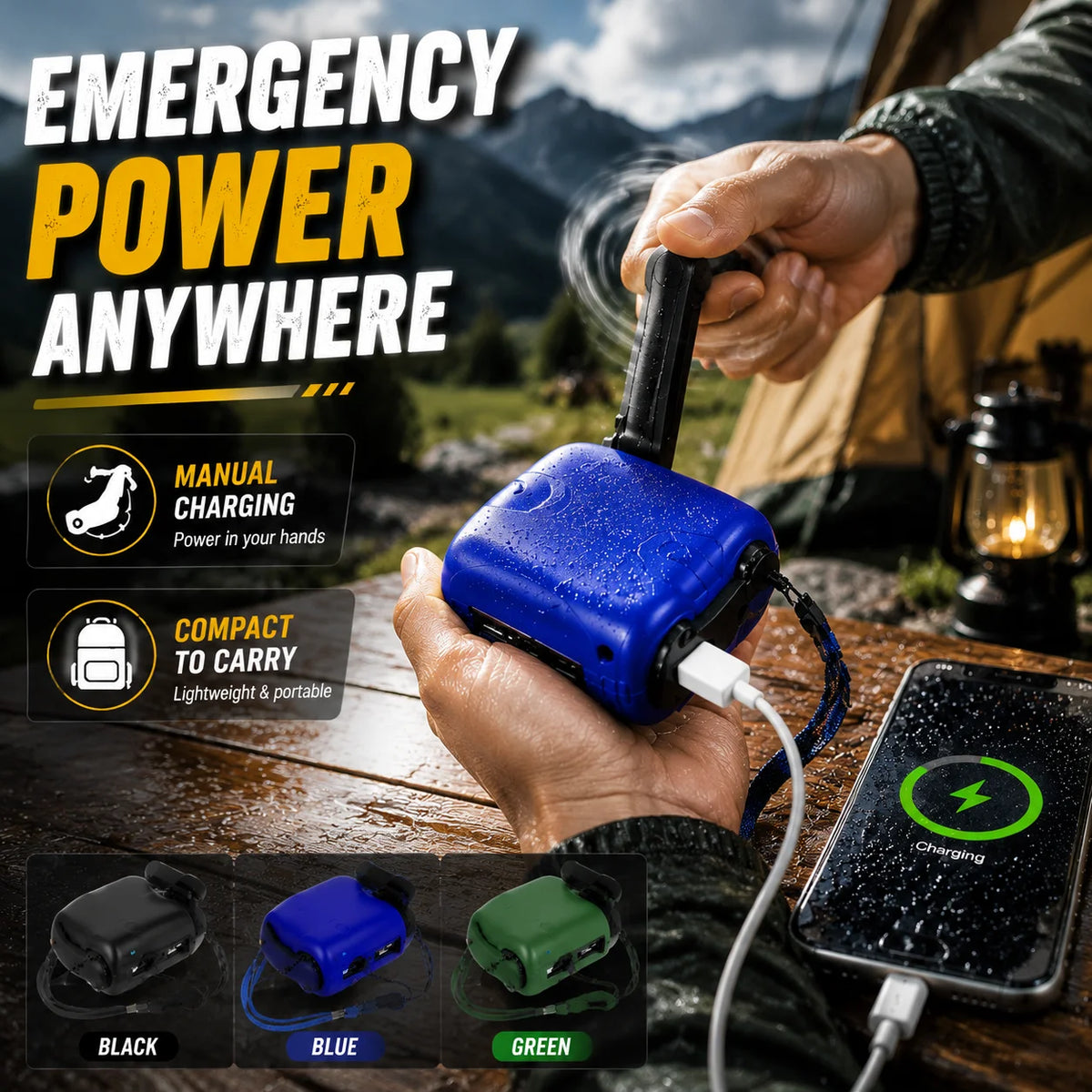 Portable Hand Cranked Emergency Charger