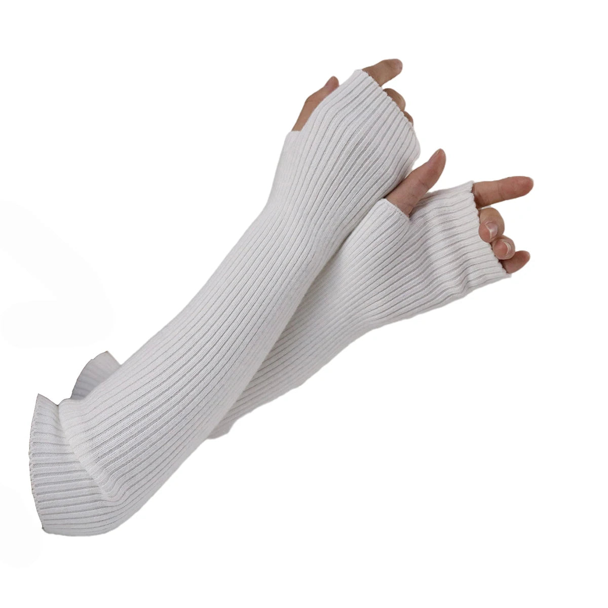 Long Fingerless Knit Arm Warmers